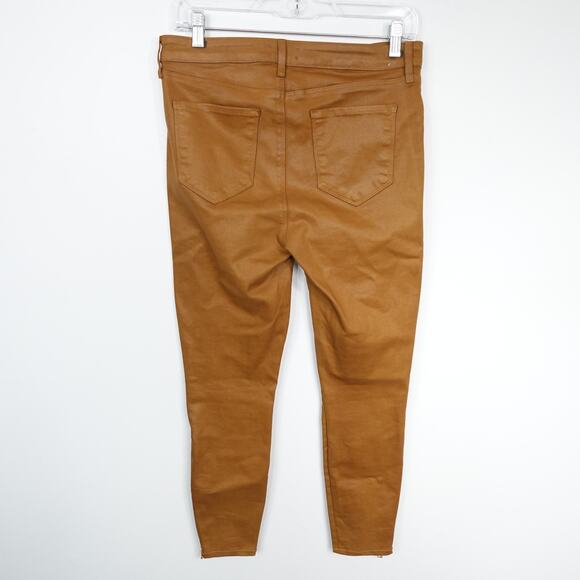 L'Agence Sabine Coated Canvas Waxed Dark Khaki Tan Brown Skinny Jeans - Picture 6 of 12